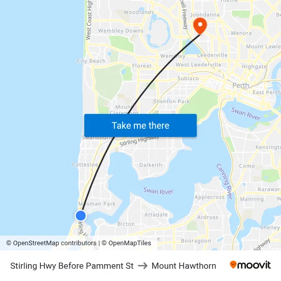 Stirling Hwy Before Pamment St to Mount Hawthorn map