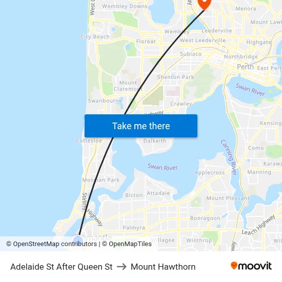 Adelaide St After Queen St to Mount Hawthorn map