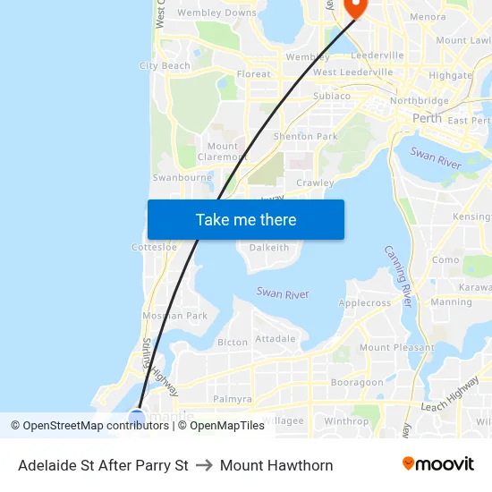 Adelaide St After Parry St to Mount Hawthorn map