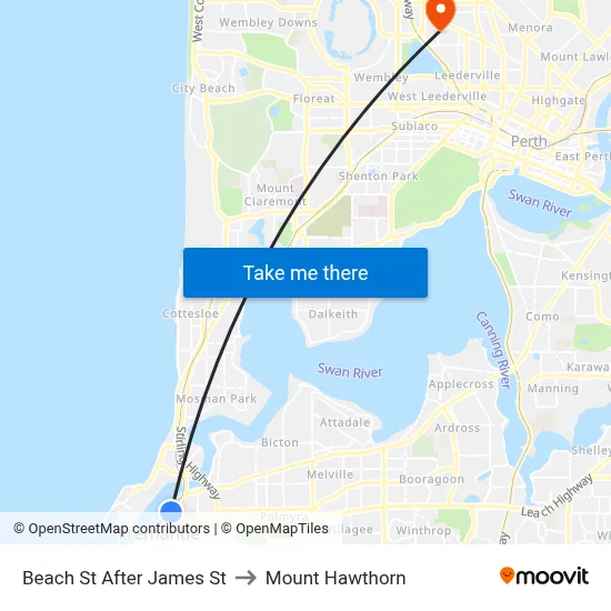 Beach St After James St to Mount Hawthorn map