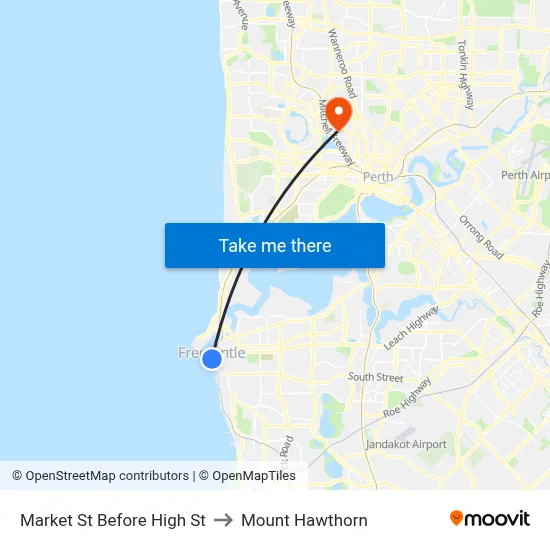 Market St Before High St to Mount Hawthorn map