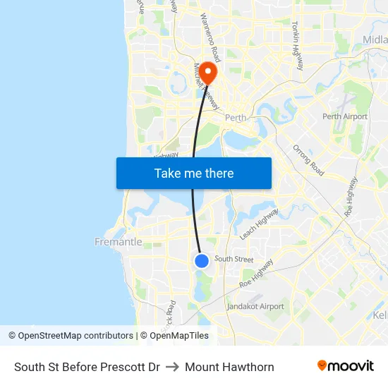 South St Before Prescott Dr to Mount Hawthorn map