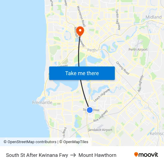 South St After Kwinana Fwy to Mount Hawthorn map