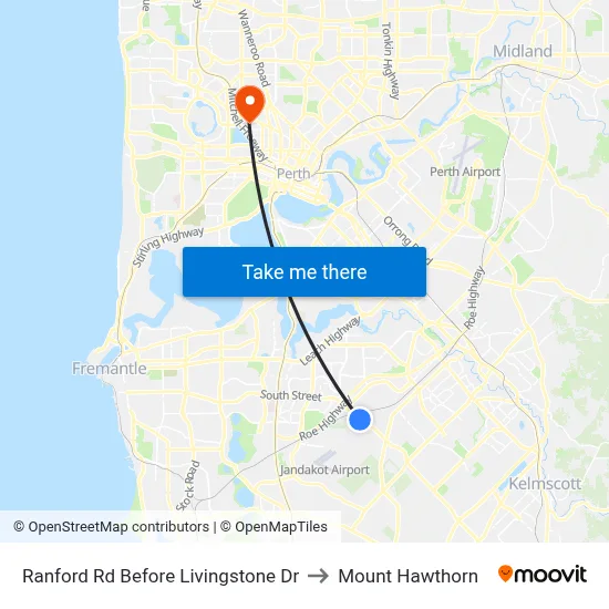 Ranford Rd Before Livingstone Dr to Mount Hawthorn map