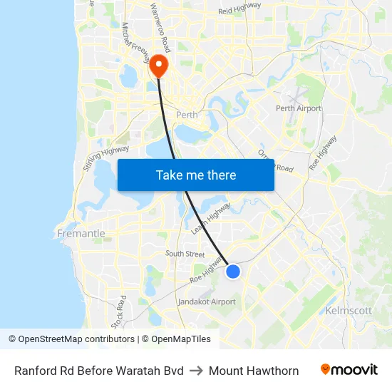 Ranford Rd Before Waratah Bvd to Mount Hawthorn map