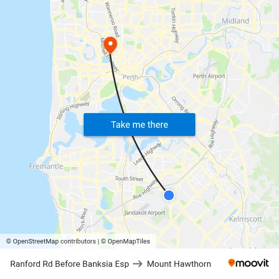 Ranford Rd Before Banksia Esp to Mount Hawthorn map