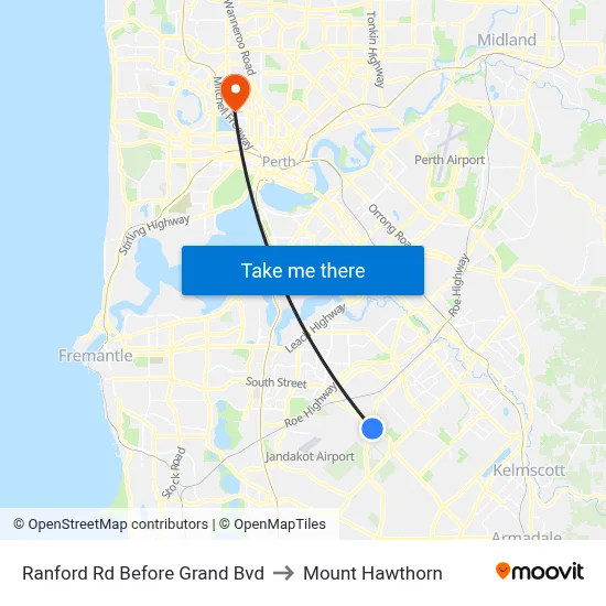 Ranford Rd Before Grand Bvd to Mount Hawthorn map
