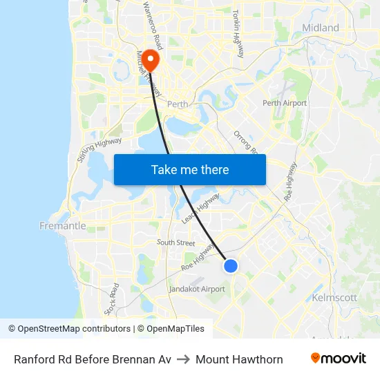Ranford Rd Before Brennan Av to Mount Hawthorn map