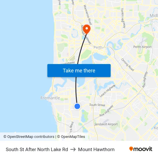 South St After North Lake Rd to Mount Hawthorn map
