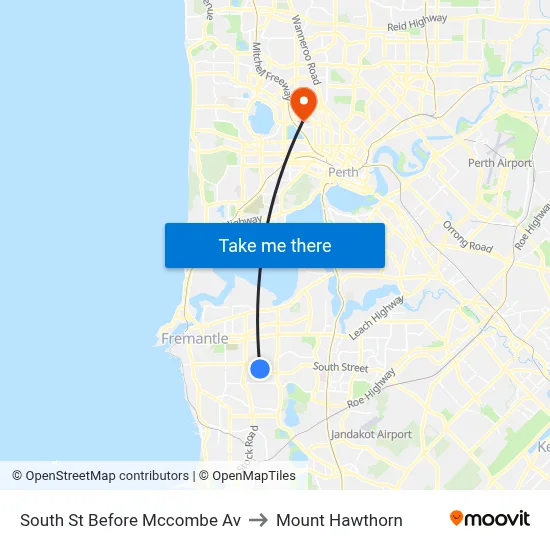South St Before Mccombe Av to Mount Hawthorn map