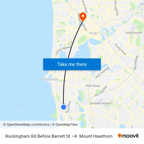 Rockingham Rd Before Barrett St to Mount Hawthorn map