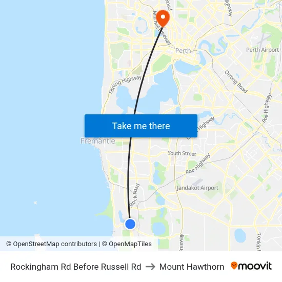 Rockingham Rd Before Russell Rd to Mount Hawthorn map