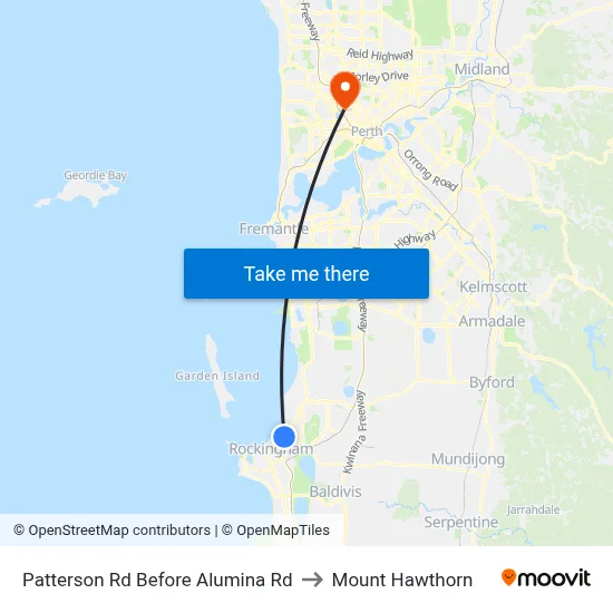 Patterson Rd Before Alumina Rd to Mount Hawthorn map