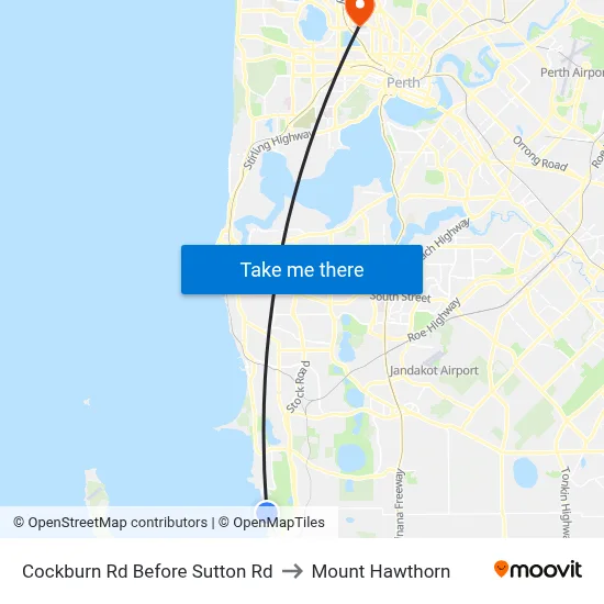 Cockburn Rd Before Sutton Rd to Mount Hawthorn map