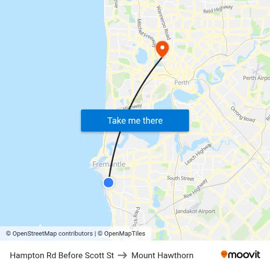 Hampton Rd Before Scott St to Mount Hawthorn map