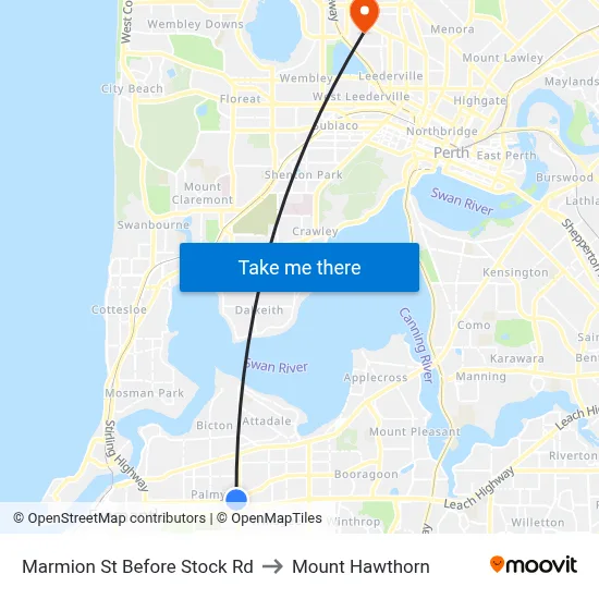 Marmion St Before Stock Rd to Mount Hawthorn map