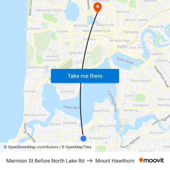 Marmion St Before North Lake Rd to Mount Hawthorn map