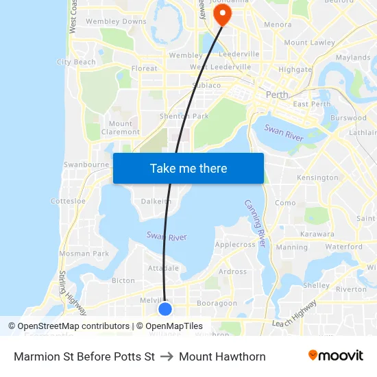 Marmion St Before Potts St to Mount Hawthorn map