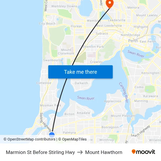 Marmion St Before Stirling Hwy to Mount Hawthorn map