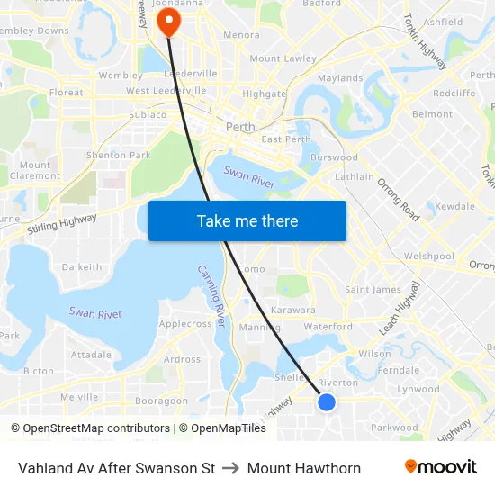Vahland Av After Swanson St to Mount Hawthorn map