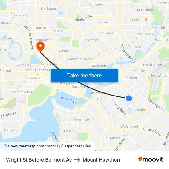 Wright St Before Belmont Av to Mount Hawthorn map