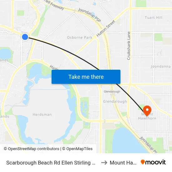 Scarborough Beach Rd Ellen Stirling Boulevard Cat Id 5 to Mount Hawthorn map