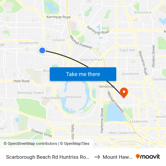 Scarborough Beach Rd Huntriss Road Cat Id 10 to Mount Hawthorn map