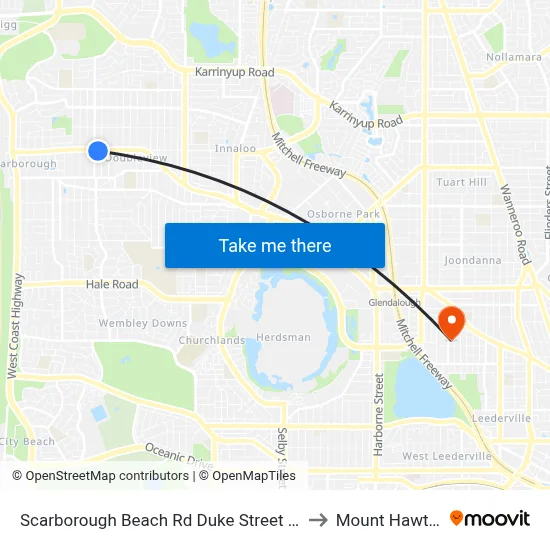 Scarborough Beach Rd Duke Street Cat Id 15 to Mount Hawthorn map