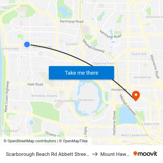 Scarborough Beach Rd Abbett Street Cat Id 16 to Mount Hawthorn map