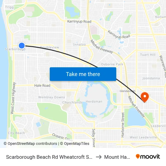 Scarborough Beach Rd Wheatcroft Street Cat Id 18 to Mount Hawthorn map