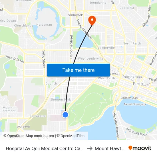 Hospital Av Qeii Medical Centre Cat Id 115 to Mount Hawthorn map