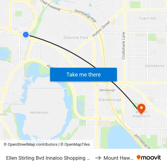 Ellen Stirling Bvd Innaloo Shopping Ctr Cat Id 35 to Mount Hawthorn map