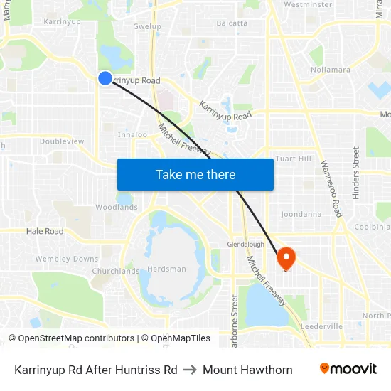 Karrinyup Rd After Huntriss Rd to Mount Hawthorn map