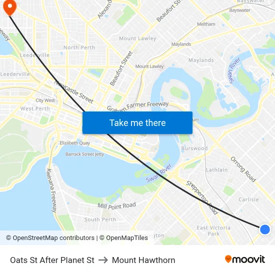 Oats St After Planet St to Mount Hawthorn map