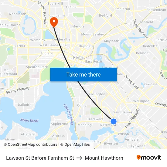 Lawson St Before Farnham St to Mount Hawthorn map