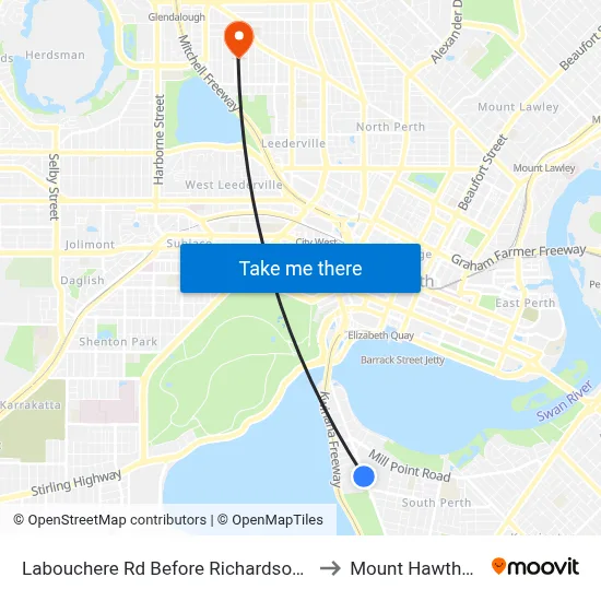 Labouchere Rd Before Richardson St to Mount Hawthorn map