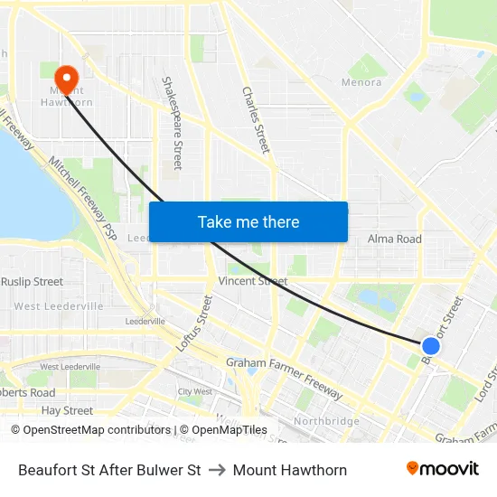 Beaufort St After Bulwer St to Mount Hawthorn map