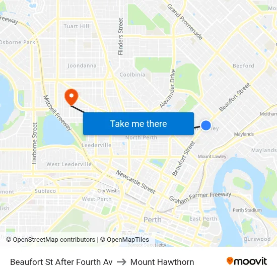 Beaufort St After Fourth Av to Mount Hawthorn map