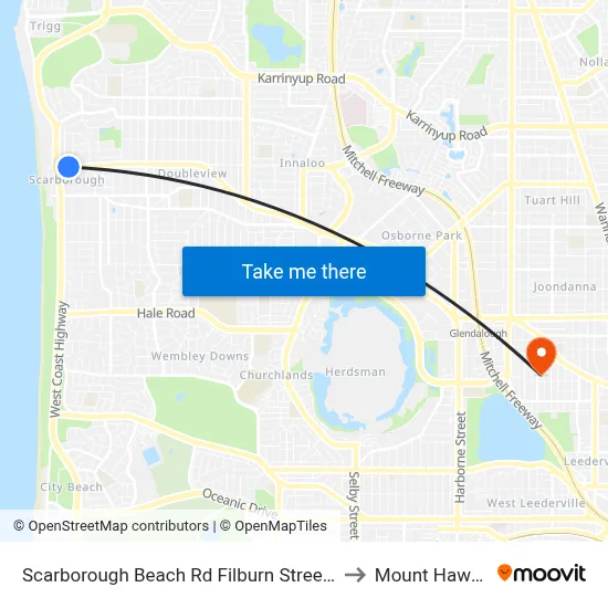 Scarborough Beach Rd Filburn Street Cat Id 21 to Mount Hawthorn map