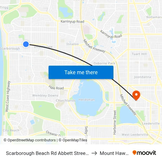 Scarborough Beach Rd Abbett Street Cat Id 24 to Mount Hawthorn map