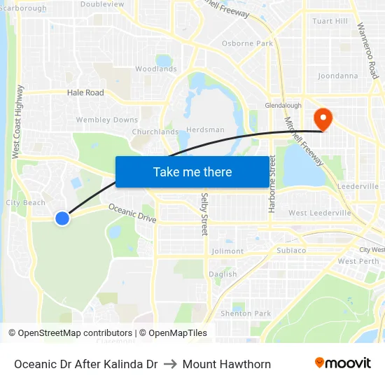 Oceanic Dr After Kalinda Dr to Mount Hawthorn map