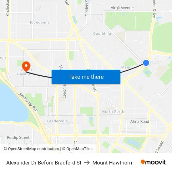 Alexander Dr Before Bradford St to Mount Hawthorn map