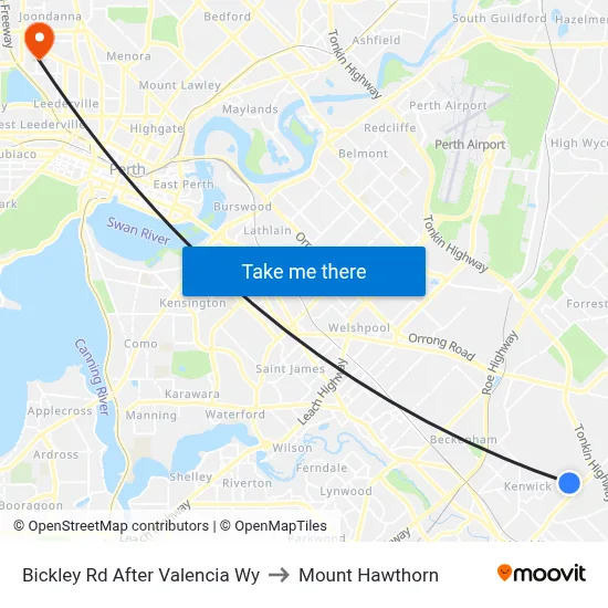 Bickley Rd After Valencia Wy to Mount Hawthorn map