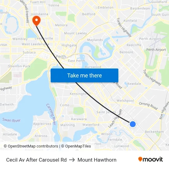 Cecil Av After Carousel Rd to Mount Hawthorn map