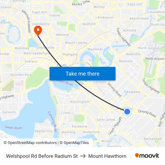 Welshpool Rd Before Radium St to Mount Hawthorn map