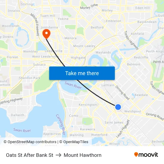 Oats St After Bank St to Mount Hawthorn map