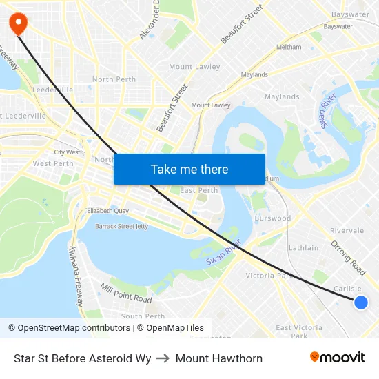 Star St Before Asteroid Wy to Mount Hawthorn map
