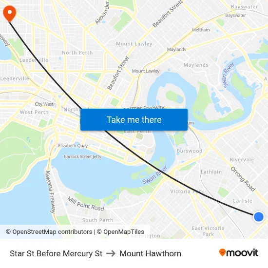 Star St Before Mercury St to Mount Hawthorn map