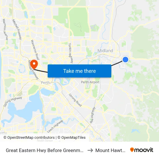 Great Eastern Hwy Before Greenmount Ri to Mount Hawthorn map