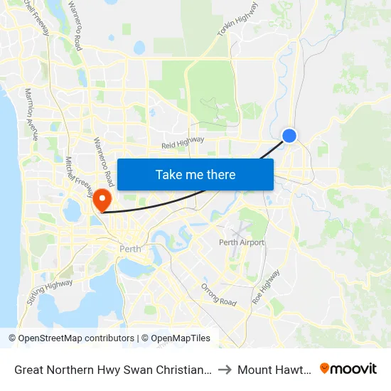 Great Northern Hwy Swan Christian College to Mount Hawthorn map